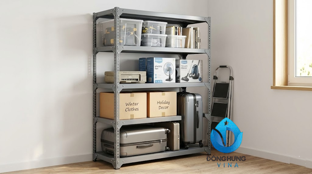 Kệ sắt: dài 1500 x rộng 300,400,500,600 x cao 3,4,5,6 tầng 6 Hình ảnh kệ sắt V lỗ dài 1.5m với nhiều kích thước khác nhau