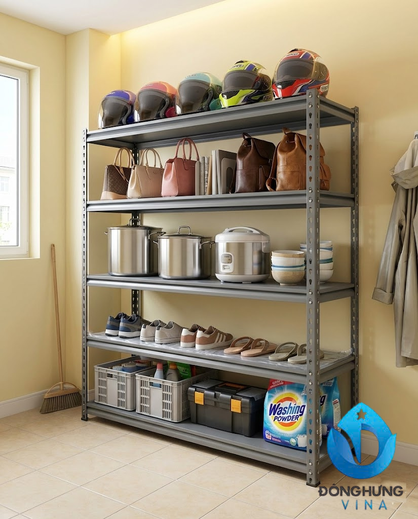 Kệ sắt v lỗ 4 tầng: dài 1000 x rộng 400 x cao 1500 3 ke-sat-v-lo-4-tang